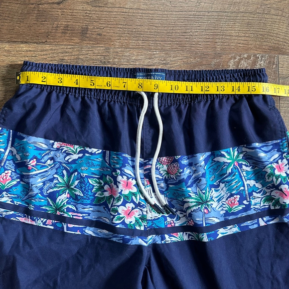 Men's Crown & Ivy Swim Trunks Shorts M Blue Floral - Picture 7 of 7